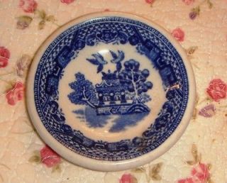   Blue Willow Butter Pat or Salt Dip Hotel Ware Blue White Plate