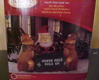   Inflatable North Pole Hold Em Poker w/ Santa & Reindeer 7.5 ft Gemmy