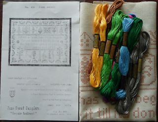 Jane Snead Samplers 432 Task Begun Vintage Cross Stitch Kit
