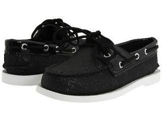 New Box Sperry Girls A/O Boat Shoes Black Glitter 8.5 9 9.5 10 10.5 11 