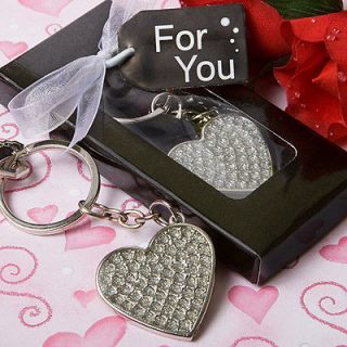 48 Super Sparkler Heart Design Key Chain Wedding Favors