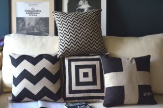   Retro Black White IKEA Style Pillowcase Decor Cushion Cover Square 18