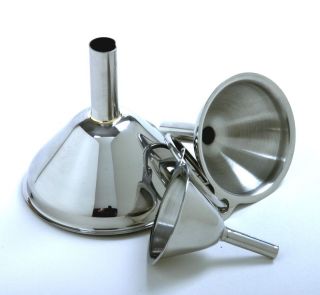 KITCHEN FUNNEL SET OF 3 FUNNELS 18/10 NSF STAINLESS STEEL SMALL MEDIUM 