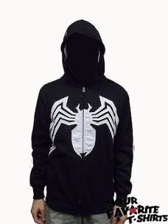 Venom Black Spider Man Costume embroidered Full Face Licensed ZipUp 
