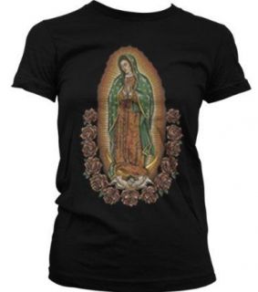 Our Lady of Guadalupe Juniors Girls T shirt Virgin Mary Roses 