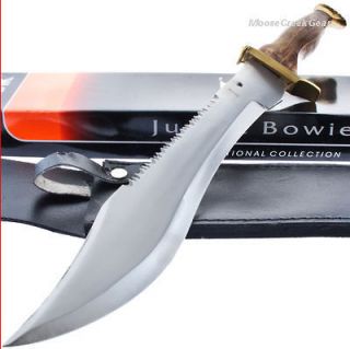 Jungle Bowie Saw back Survival Knife 17 w/ Leather Sheath (Croc Knife 