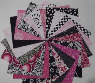 20 4 Cotton Fabric Quilt Squares Pinks Black/White 4 Inch SALE