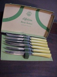   Lifetime Cutlery Steak Knives Stainless blade Celluloid handle