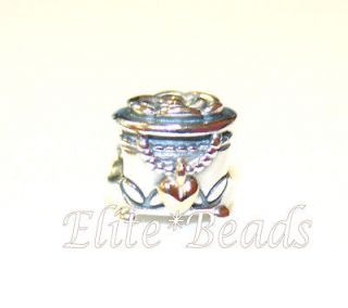 Auth Pandora Sterling Silver Pandora’s Jewelry Box Bead with 14K 