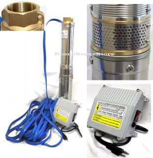 Stainless Submersible Deep Bore Well Water Pump 1HP110V 13GPM w/100FT 