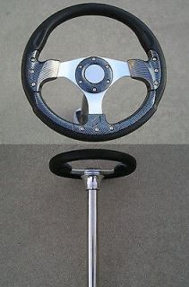 Dark Carbon Fiber 12.5 Steering Wheel & Column cover for CLUB CAR 
