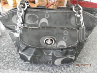   COACH 14654 LEAH BLACK BANDANA SATEEN TOTE with Butterfly,Star,Flower