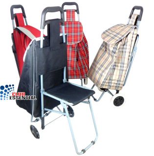 Wheeled Shopping Trolley Grocery Bag Easy Carrier Cart with Folding 