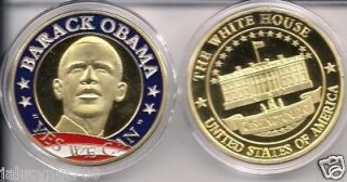 44TH PRESIDENT BARACK OBAMA~YES WE CAN~24KT GOLD COIN