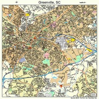 Greenville South Carolina STREET & ROAD MAP SC atlas po