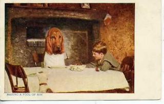 BLOODHOUND DOG DINNER TABLE POSTCARD VANDERCOOK ILL.