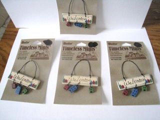 MINI WOOD SIGNS WITH WIRE HANGERS~Craft Supplies