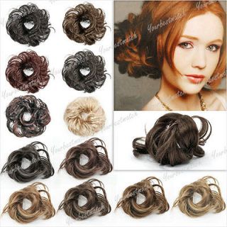 Free Ship New Synthetic Fiber Hair Bun Scrunchie Hairpiece Inexpensive