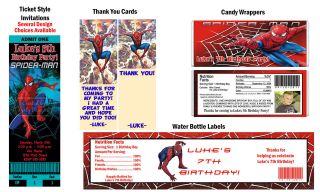 Spiderman ~ Birthday Party Ticket Invitations, Supplies, and Favors