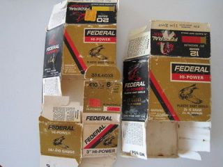   Federal Shotshell Boxes, mallard 12 20 & 410 shotgun shell ammo