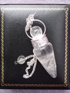 Stunning Quartz Cone Shaped Pendulum with Ivory Organza Bag