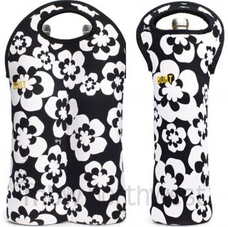   NEOPRENE INSULATING WINE TOTE BAG ONE or TWO BOTTLE, SUMMER BLOOM, NEW