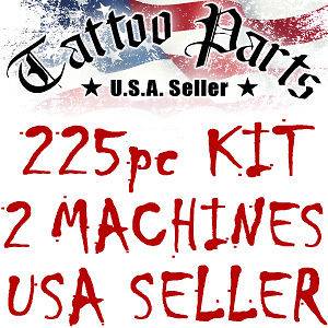 Tattoo Kit 2 Machines Pro Guns Needles and Tips Paper