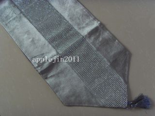   Velvet Crystal Decorative Square Tassel Long Table Runner Cloth