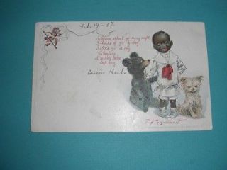   1907? R.F. Outcault Black Negro Teddy Bear Puppy Dog Valentine Poem