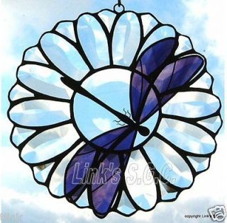 Bevel Flower Daragonfly Stained Glass Window hanging
