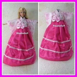 Handmade Vintage Traditional Korean Barbie Doll Dress Outfit Costume 