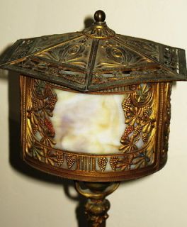 RARE Old Antique Brass Slag Table Lamp Miller Tiffany Victorian