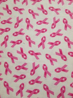 BREAST CANCER SMALL PINK RIBBONS COTTON FABRIC FQ