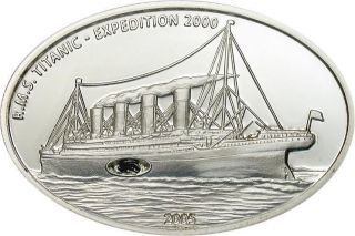 Liberia 2005 Titanic 5$ Enchase Coal Silver Coin,Proof