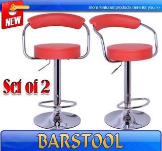   Set of 2 Red Swivel Bar Stools Modern Pub Adjustment Counter Barstool
