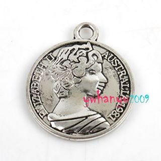   Lots Alloy Tibetan Silver Coin Charms Jewellery Pendant 28x24mm 141228