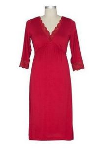   WEEKEND Maternity NURSING PAJAMA Red Hot Night Gown Lace Trim $72