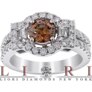   Natural Fancy Chocolate Brown Diamond Engagement Ring 14k White Gold