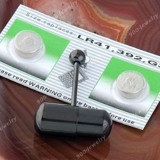   Stainless Steel Vibrating Tongue Bar Ring + 2 Free Batteries Piercing