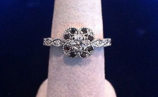 Elegant Vintage Style Flower Diamond Ring w/ Milgrain Texture Design