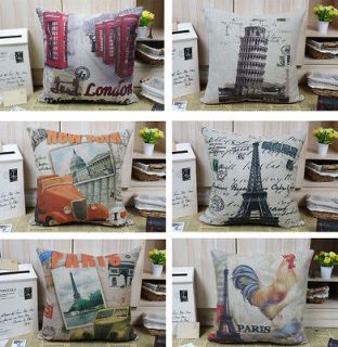 City scenery Paris Eiffel Tower,Pisa,New York Linen pillowcase,cushion 