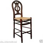 Mahogany French Country Harp Bar Stool Lyre Hand Carved Rusg Seat 54 