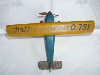 RARE VINTAGE WOODEN PROP NAT AIRMAIL C751 TOY AIRPLANE