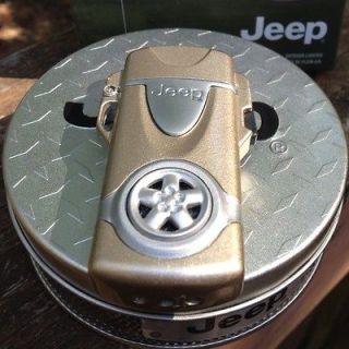 JEEP 38 DUAL TORCH CIGAR FLAME LIGHTER KHAKI &SILVER GREAT GIFT FOR 
