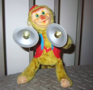   Cymbal Monkey Jolly Chimp 1960s Metal/Tin Furry Toy   Japan