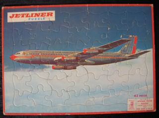   MILTON BRADLEY 1960 AMERICAN AIRLINES BOEING 707 TRAY PUZZLE COMPLETE