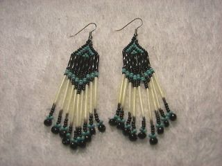 Porcupine Quill Seed Beaded Turquoise /black arrow top Hand crafted 