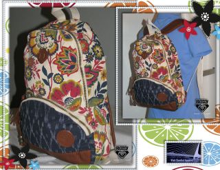   Purse School Backpack Tote Flowers and Leather trim Medium Size NEW