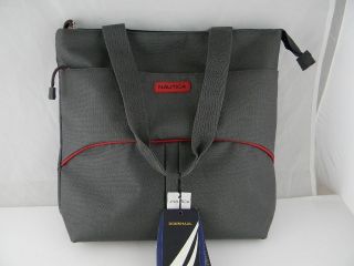 NWT NAUTICA Luggage Downhaul Collection Tote Bag Carry On Grey/Red 