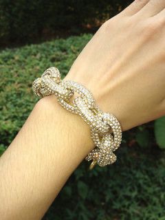 New Fashion gold tone full crystal pave link Bracelet